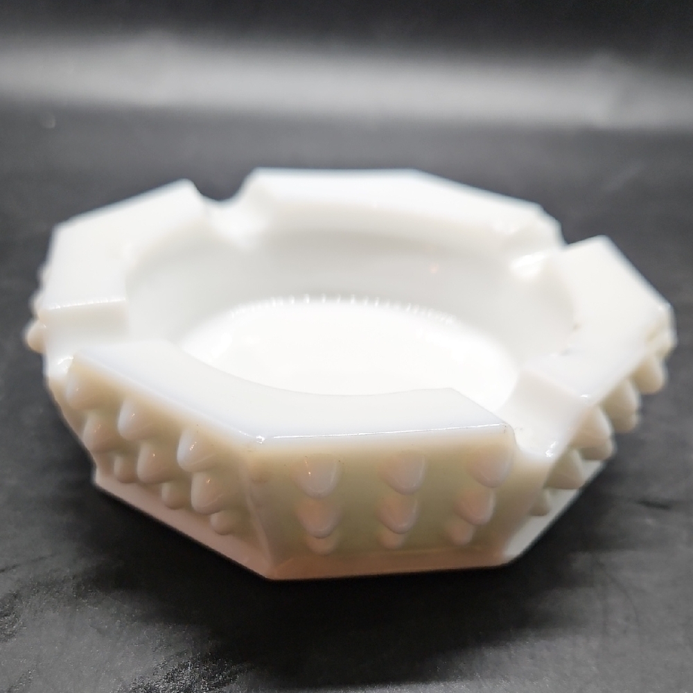 White Milk Glass Octagonal Ashtray
